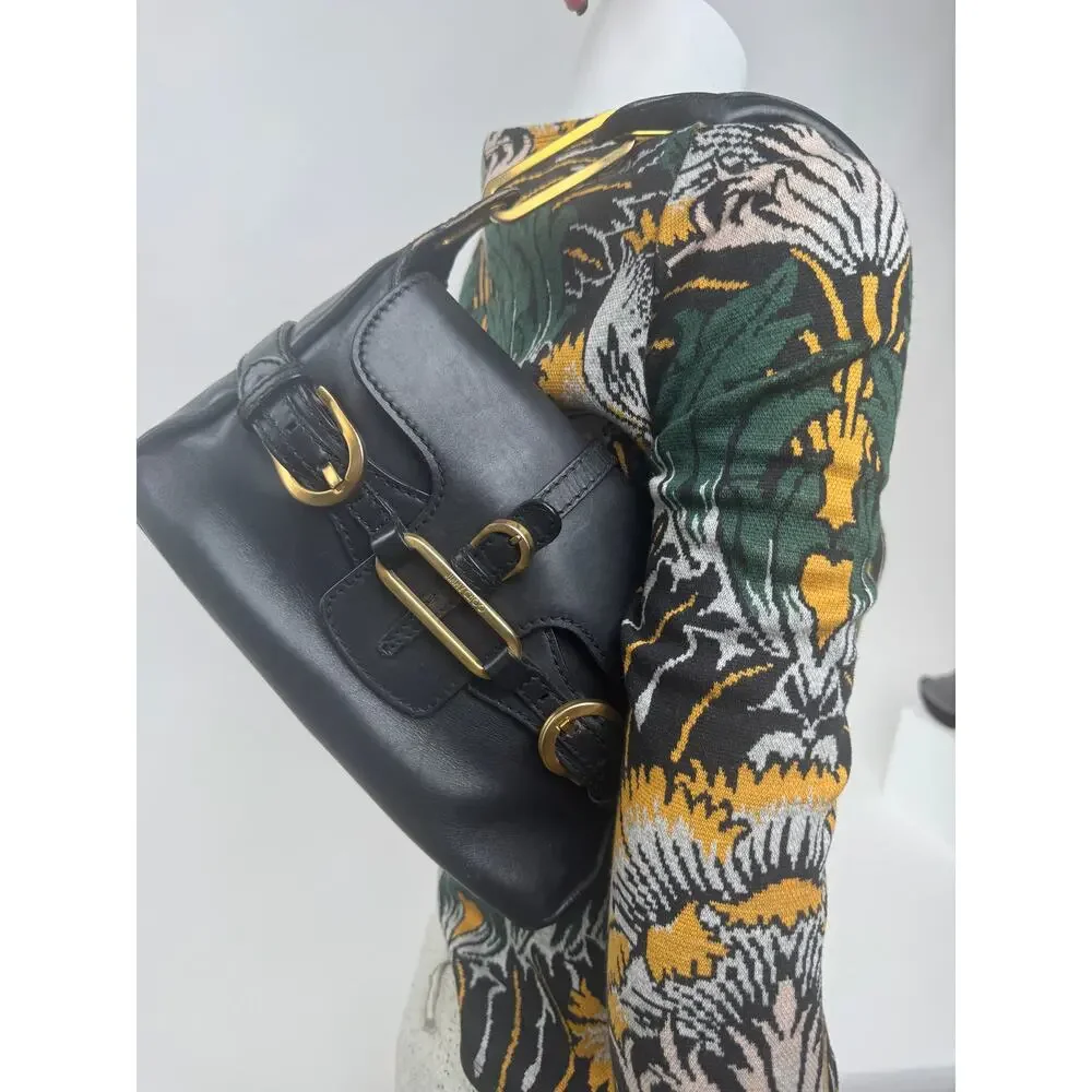 Jimmy Choo Tulita Black Leather Gold Hardware Shoulder Bag
